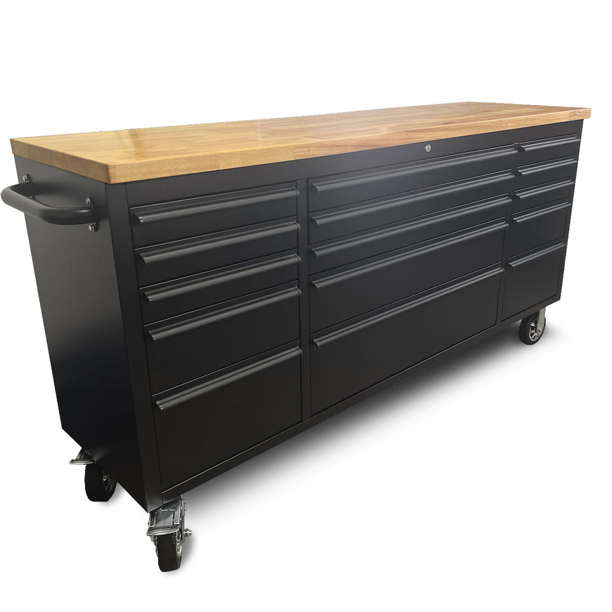 72" Matte Black Powder Coated Steel 15 Drawer Tool Chest