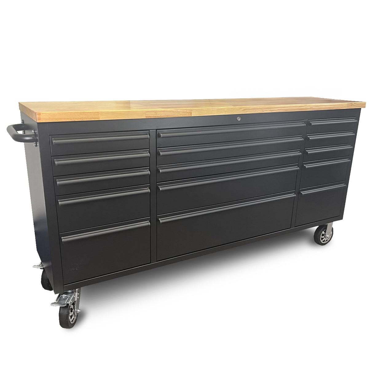 72" Matte Black Powder Coated Steel 15 Drawer Tool Chest