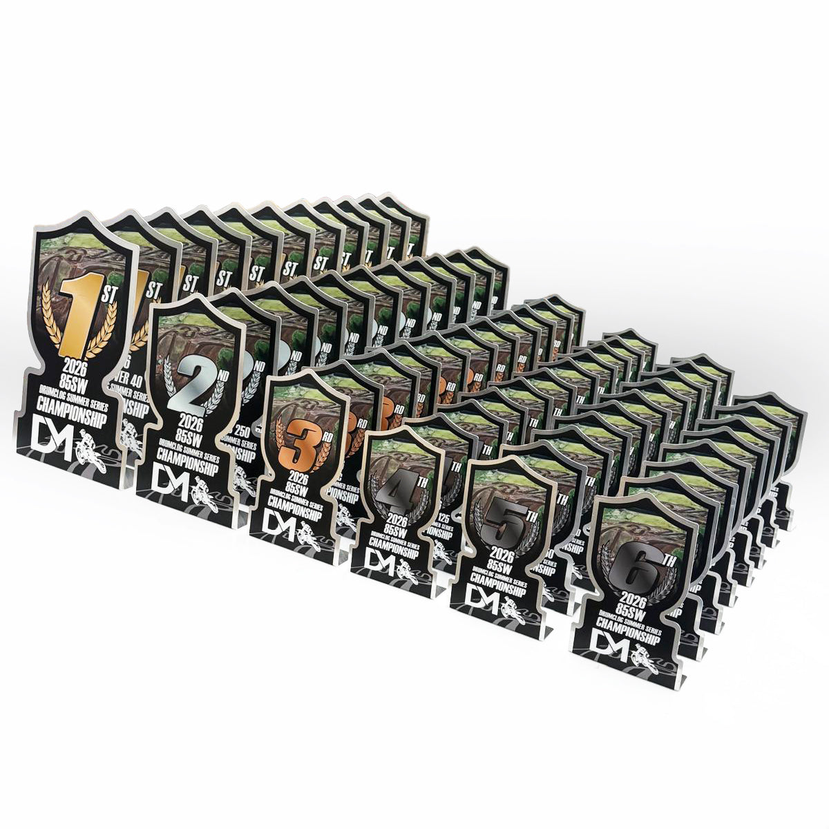 ALUMINUM CUP SHAPE TROPHIES & AWARDS WITH CUSTOM PRINT MOTOCROSS ENDURO