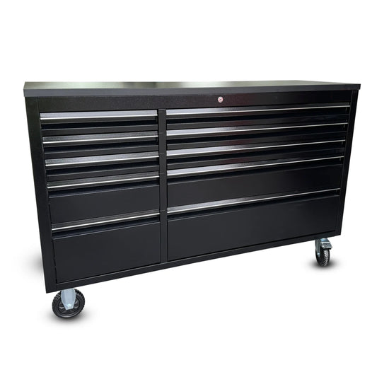 55" Black Powder Coated Steel 10 Drawer Tool Chest