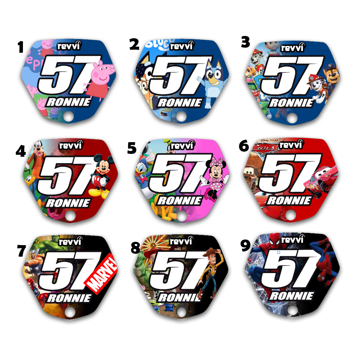 REVVI 12" 16" CUSTOM CHARACTER FRONT PLATE DECAL