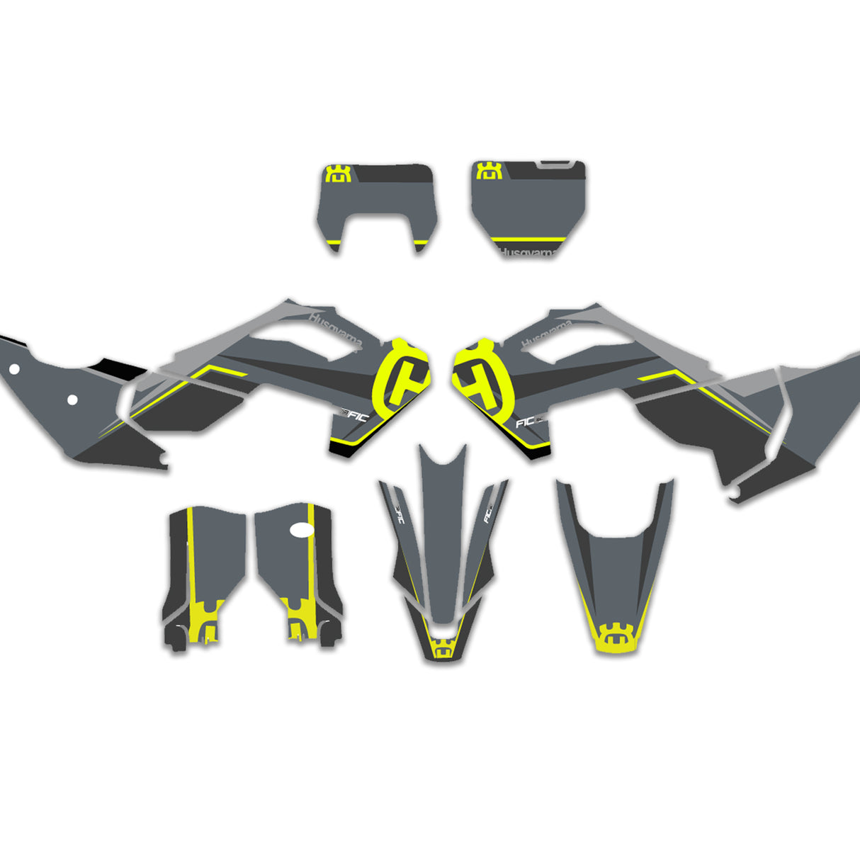 ALL HUSQVARNA OEM YELLOW/GREY DESIGN CUSTOM GRAPHICS DECAL KIT