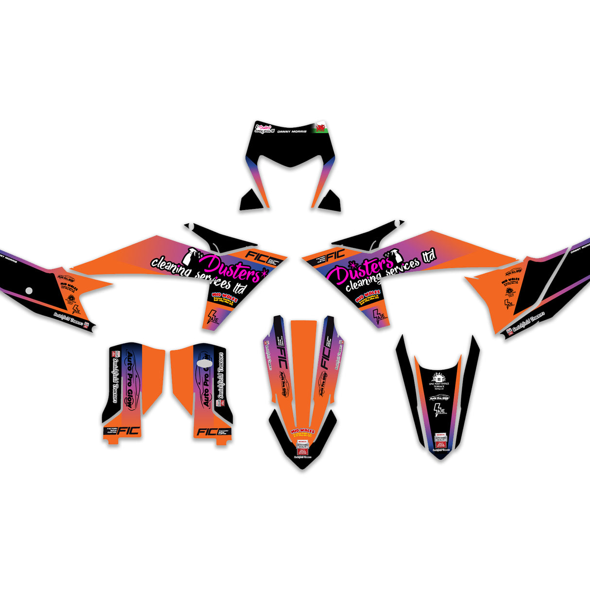 ALL KTM CUSTOM PINK PURPLE DESIGN GRAPHICS DECAL KIT