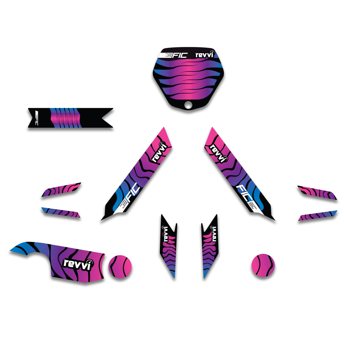 REVVI 12" 16" 18" 20" CUSTOM ANNIVERSARY PINK PURPLE GRAPHICS DECAL KIT