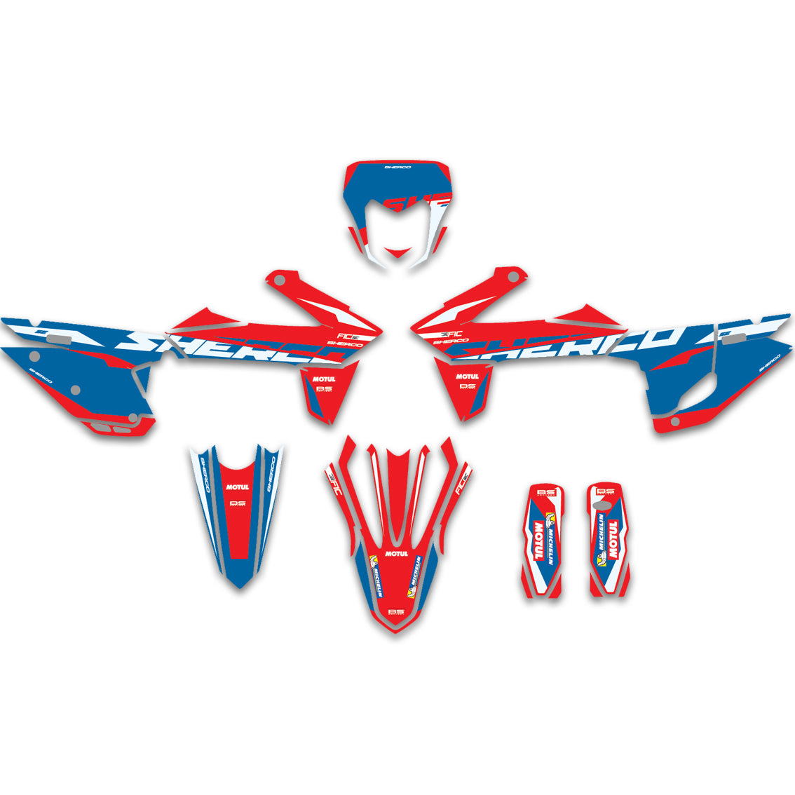 SHERCO SE SER SEF RED WHITE BLUE CUSTOM GRAPHICS DECAL KIT
