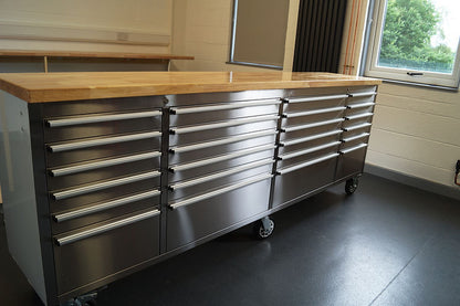 96" Brushed Stainless Steel 24 Drawer Tool Chest