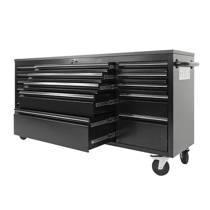 72" Black Powder Coated Steel 15 Drawer Tool Chest