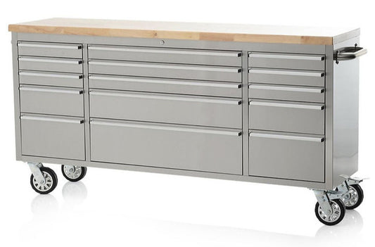 72" Brushed Stainless Steel 15 Drawer Tool Chest