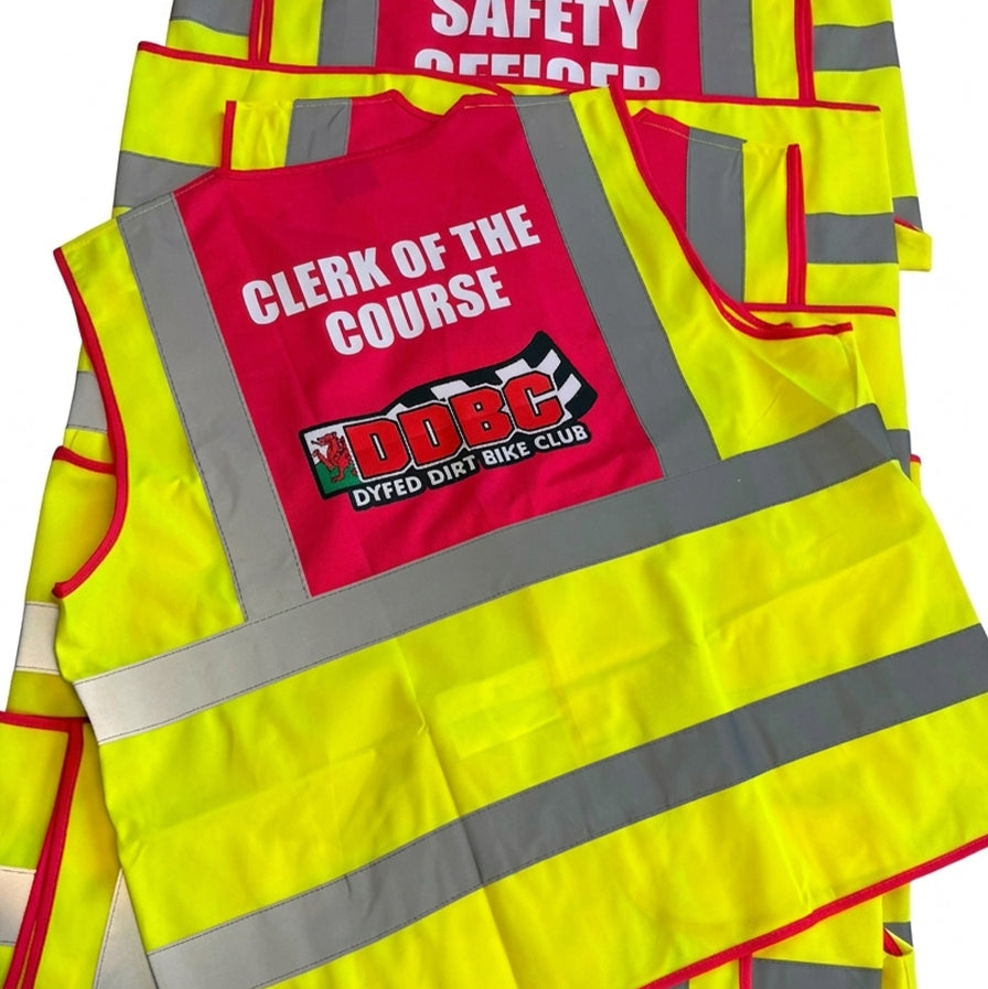 EVENT HI VIS BIBS FOR MARSHALS/STEWARDS FULL CUSTOMISATION