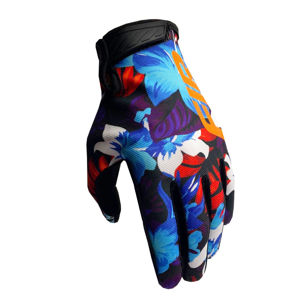 FIR ADULT MX GLOVES BLUE HAWAII FLOWERS DESIGN